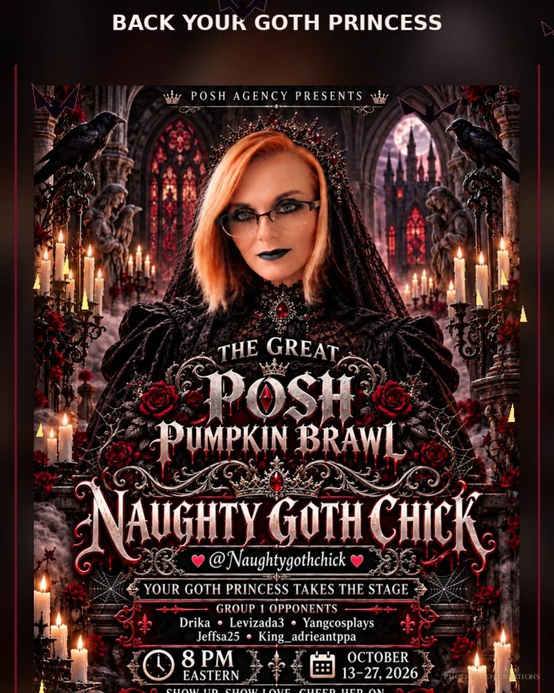 Posh Pumpkin Brawl animated flyer: a gothic, candlelit event design in black, red and gold